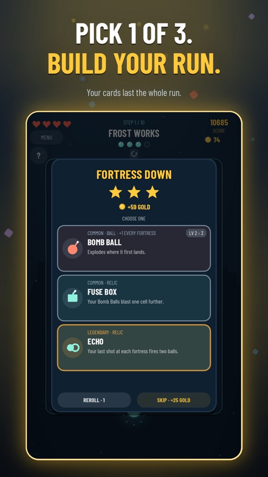 Pick 1 of 3 cards to build your run.